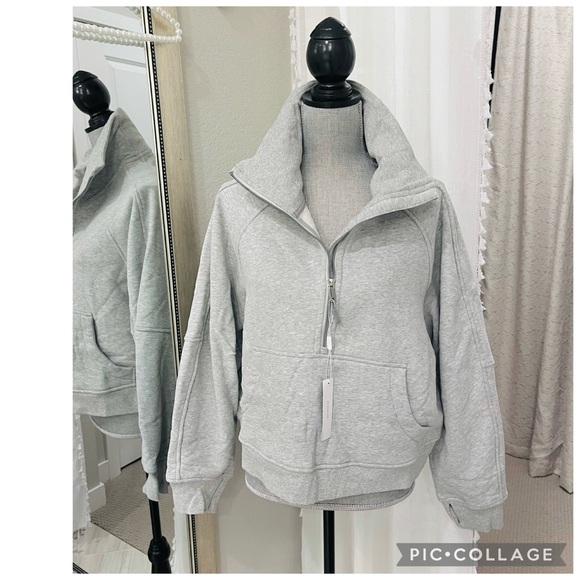 Ododos Tops - NEW ODODOS MODAL SOFT CROPPED SWEATSHIRT NECK HALF ZIP HALF KANGAROO POCKET